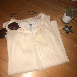 J. CREW tang-top blouse quarter button down